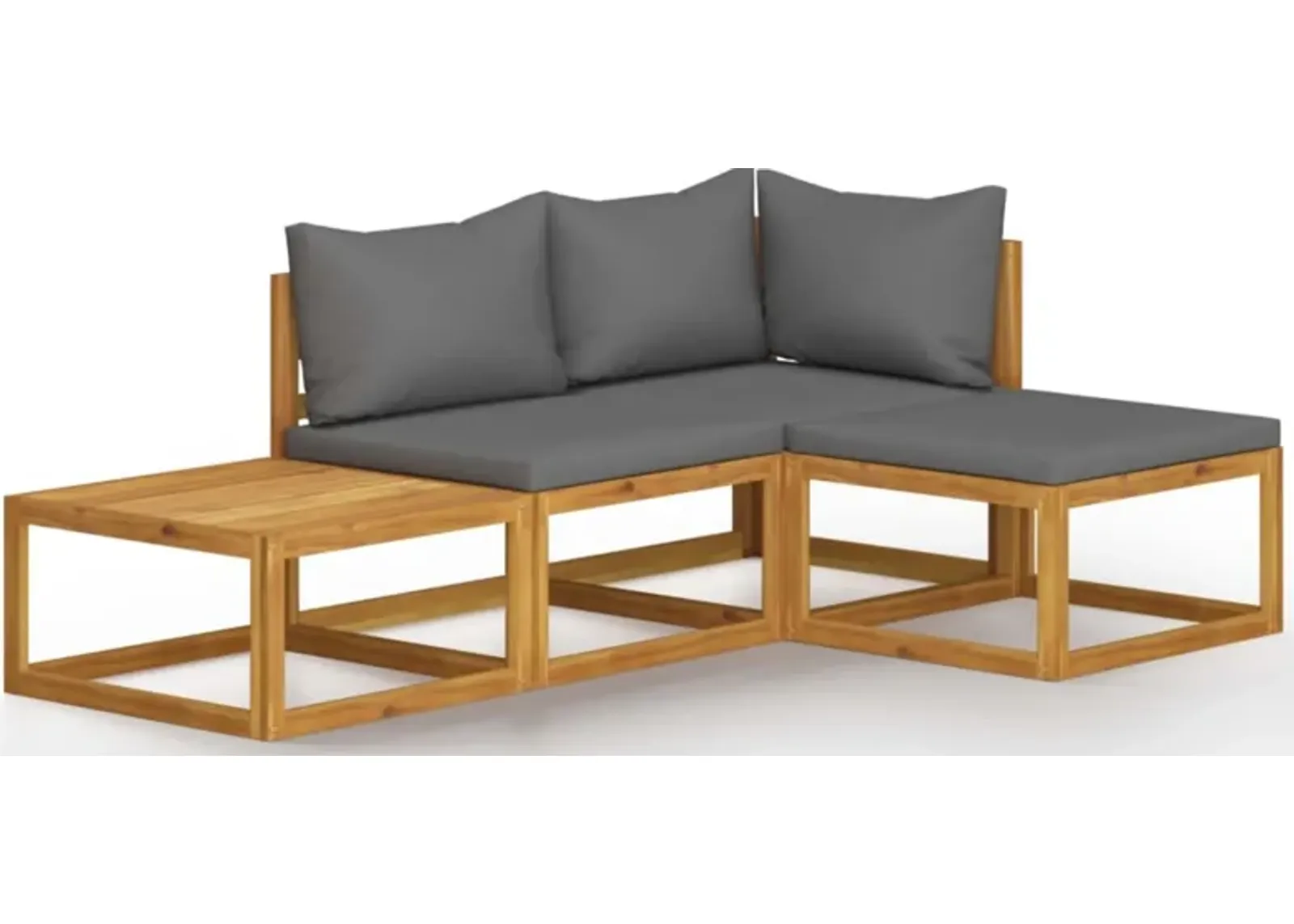 vidaXL 4 Piece Garden Lounge Set with Cushion Solid Acacia Wood