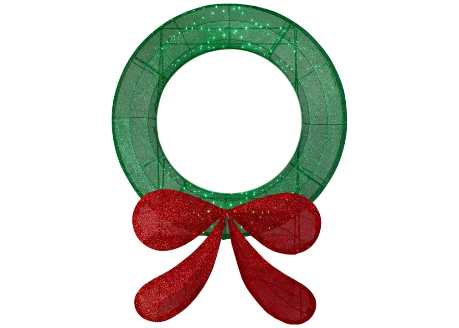 48" Commercial-Sized Lighted Tinsel Christmas Wreath Outdoor Decoration