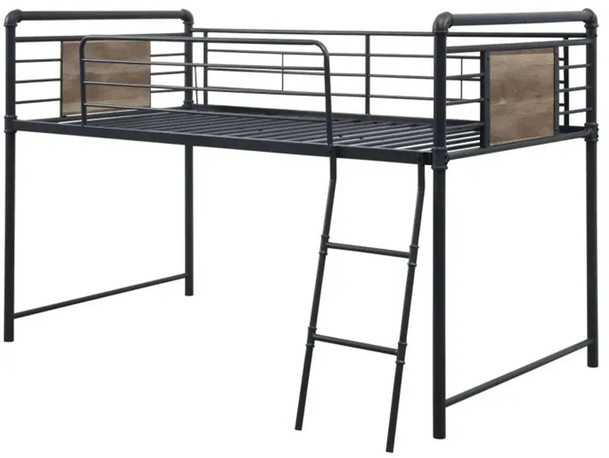 Cordelia Twin Loft Bed w/Slide in Oak, Sandy Black & Dark Bronze Hand-Brushed Finish