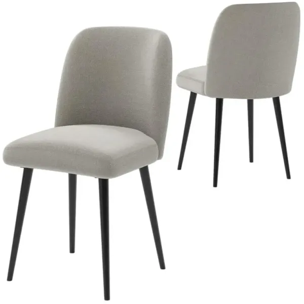 Hivvago Set of Two Gray And Black Upholstered Fabric Dining Side Chairs