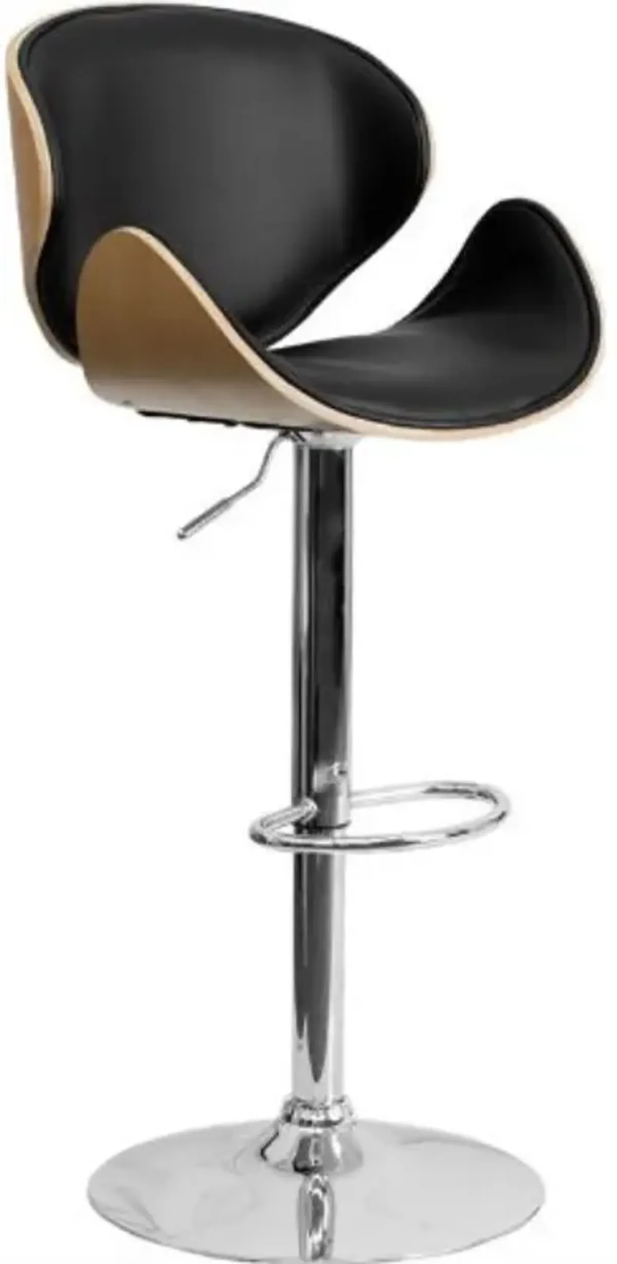 Hivvago Modern Adjustable Height Barstool with Curved Black Vinyl Seat & Back