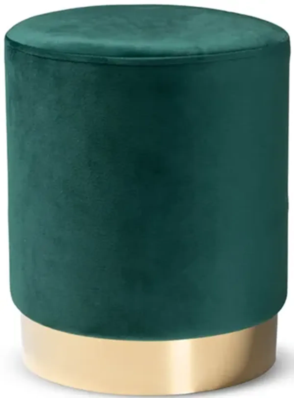Baxton Studio Chaela Contemporary Glam and Luxe Green Velvet Fabric Upholstered and Gold Finished Metal Ottoman