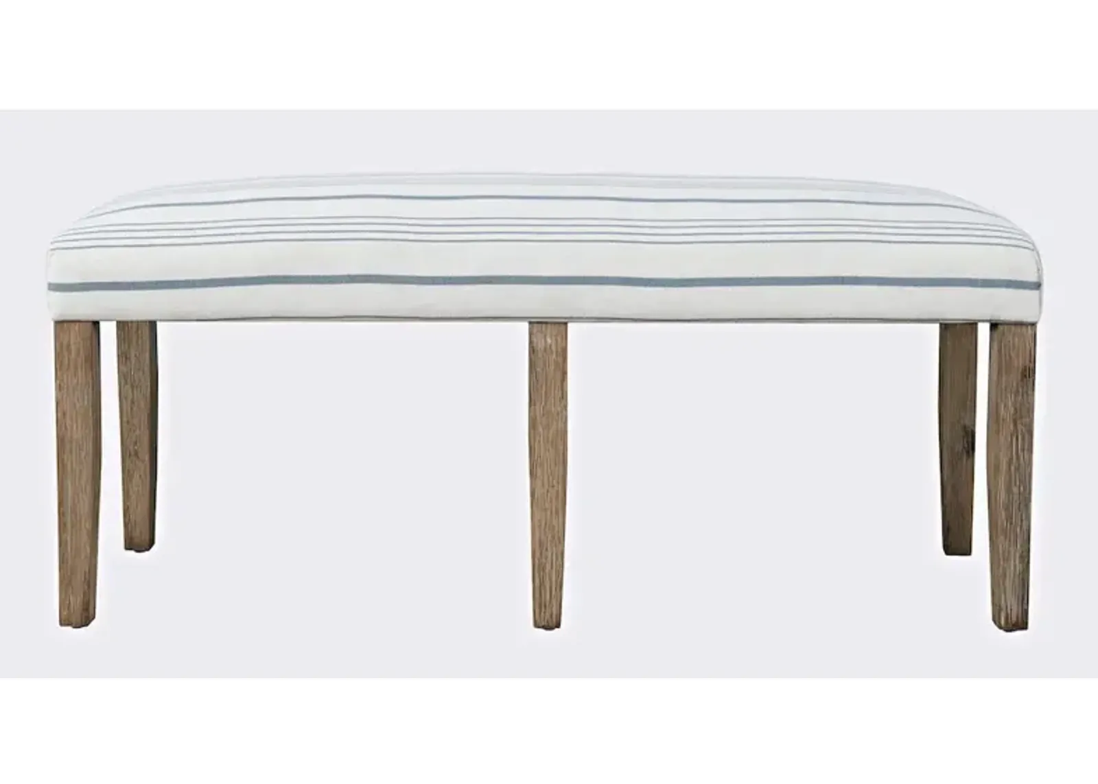 Jofran Eastern Tides Coastal Wire-Brushed Wood 46 Upholstered Dining Bench