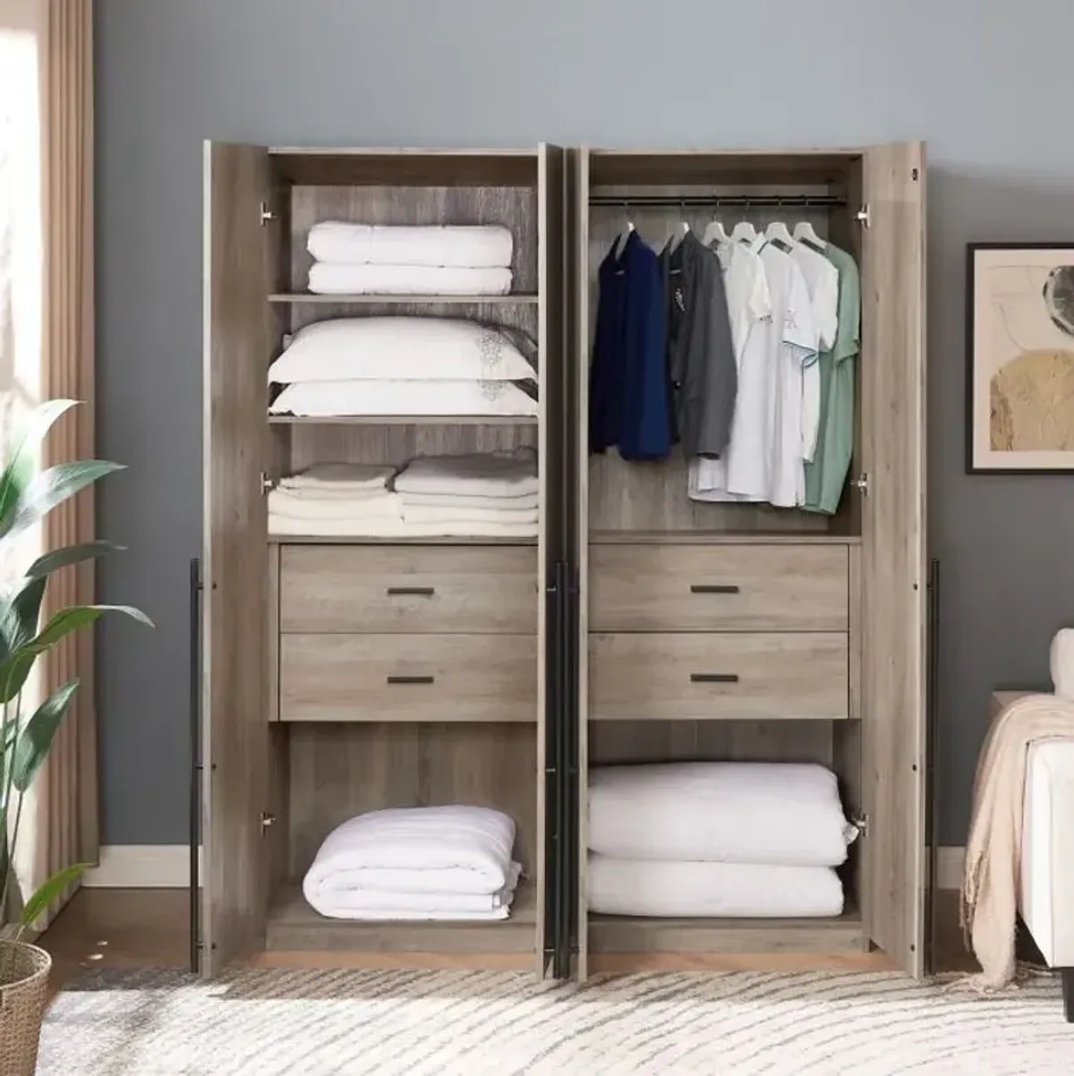 Lee Module Wardrobe in Gray (Set of 2)