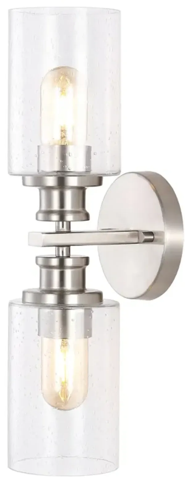 Jules Edison Cylinder Iron/Seeded Glass Farmhouse Contemporary LED Wall Sconce