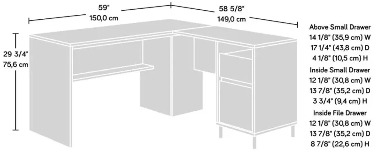 Sauder Acadia Way L-Desk Rao A2