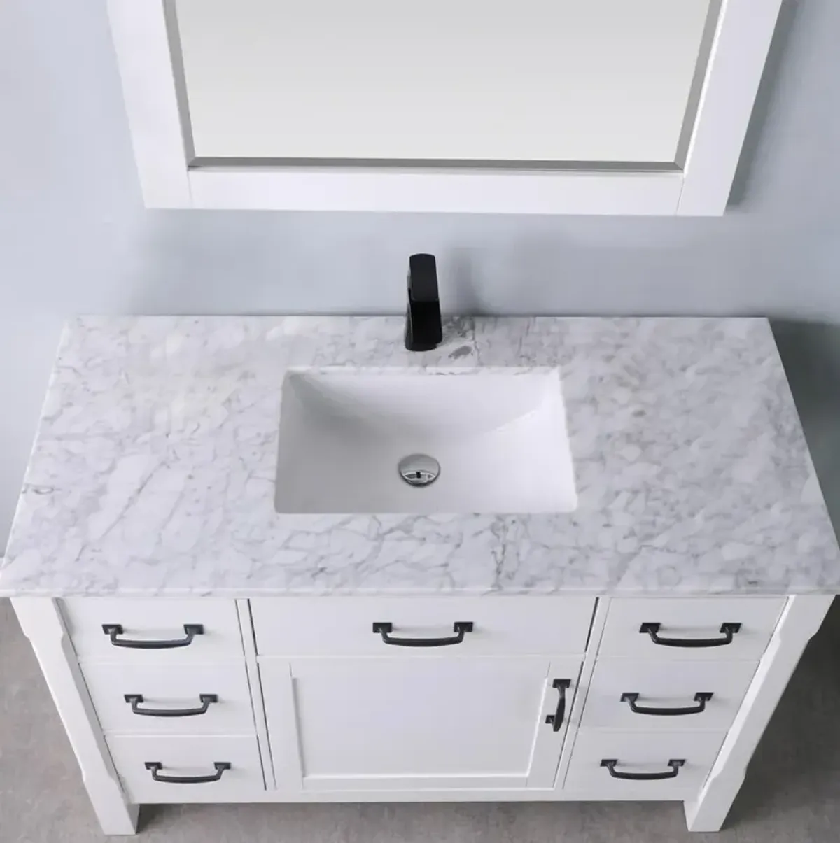 Altair 48 Single Bathroom Vanity Set in White with Mirror