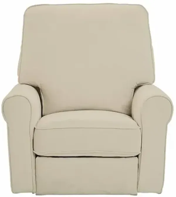 Westwood Design Savannah Wood Fabric Power-USB Glider Recliner in Ivory