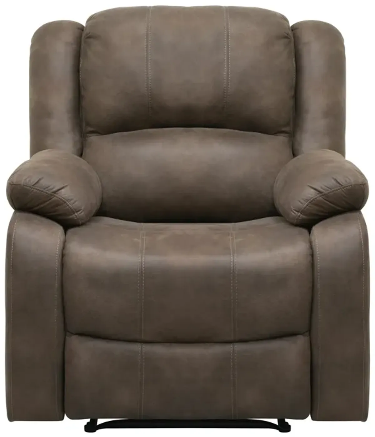 Chris 38 Inch Manual Recliner Chair, Cushions, Solid Wood, Brown Microfiber - Benzara