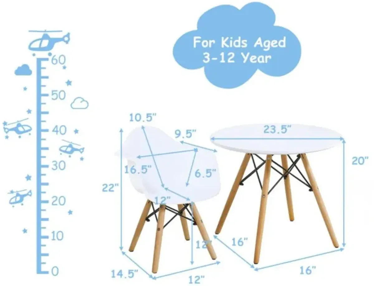 Hivvago 3 Pieces Kid's Modern Round Table Chair Set