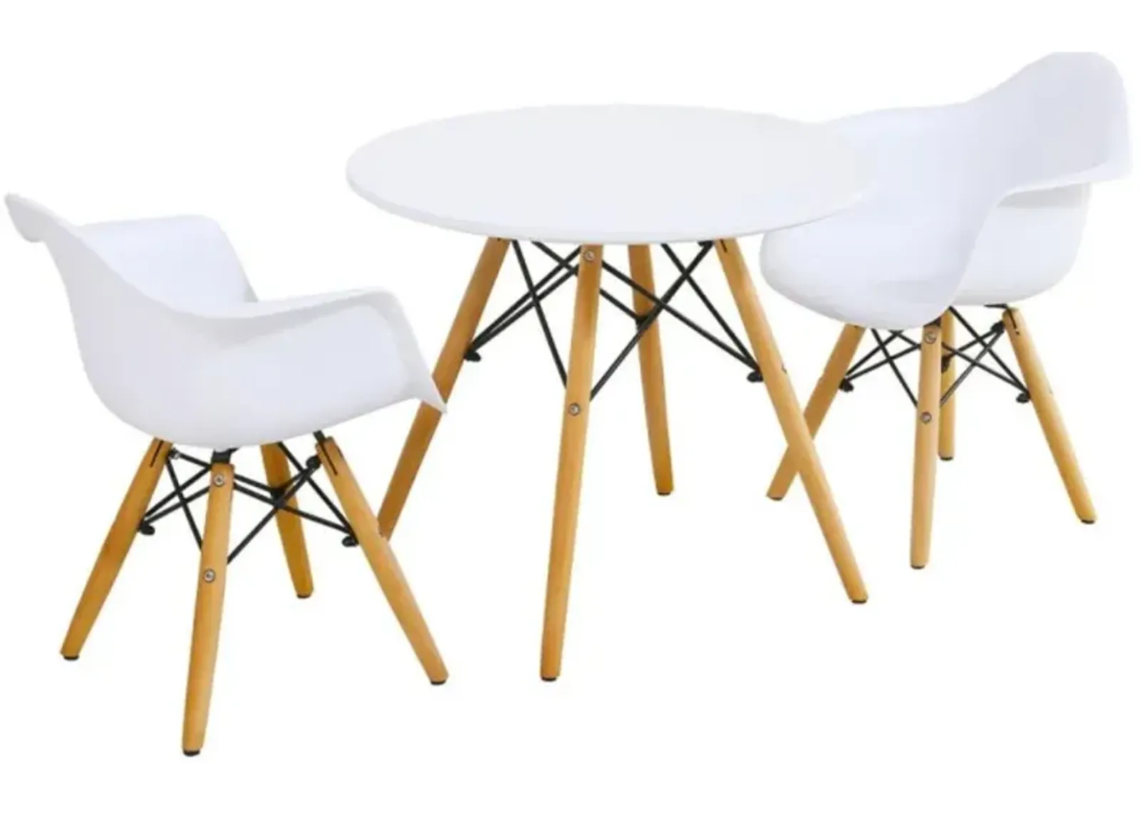 Hivvago 3 Pieces Kid's Modern Round Table Chair Set