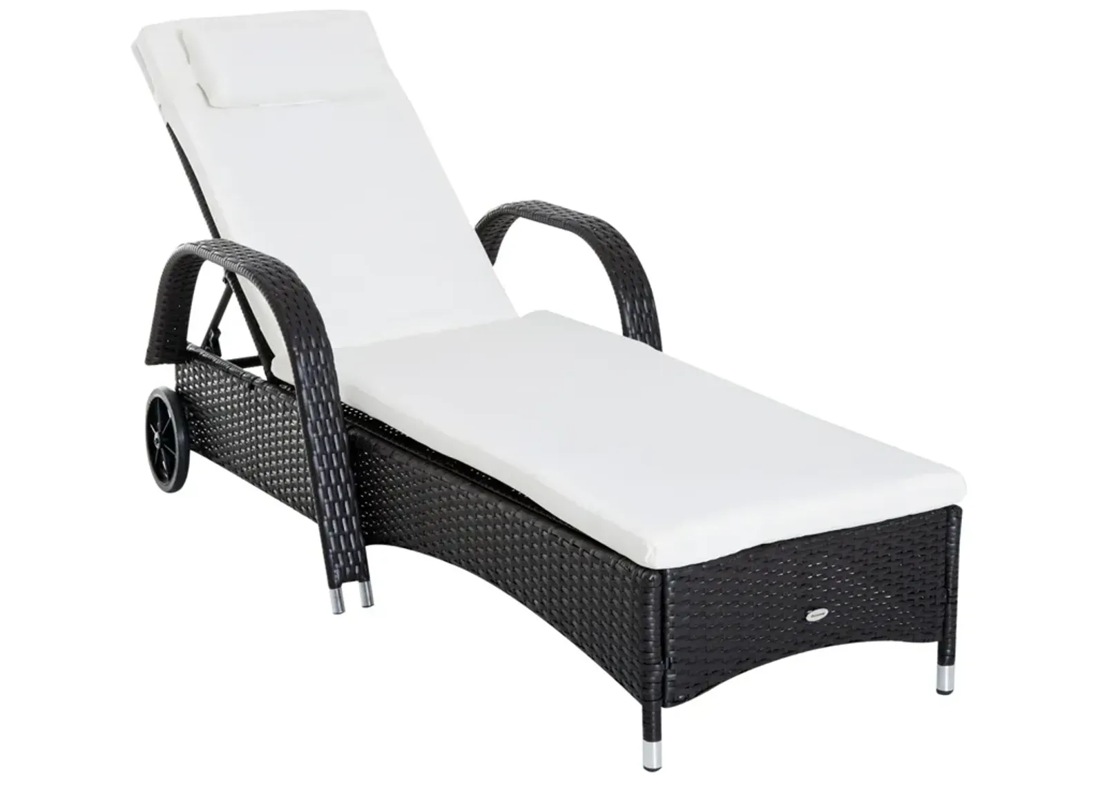 Dark Coffee Outdoor Comfort: PE Rattan Wicker Chaise with Adjustable Back