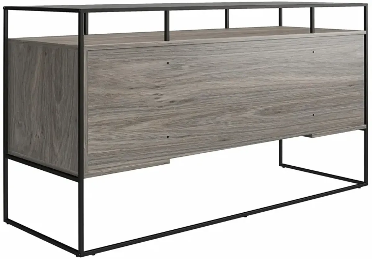 Camley Modern Desk with Fluted Glass Top