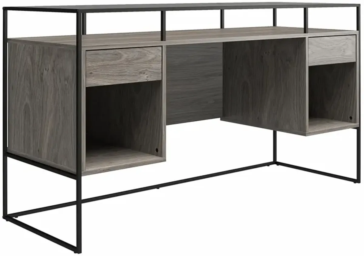 Camley Modern Desk with Fluted Glass Top