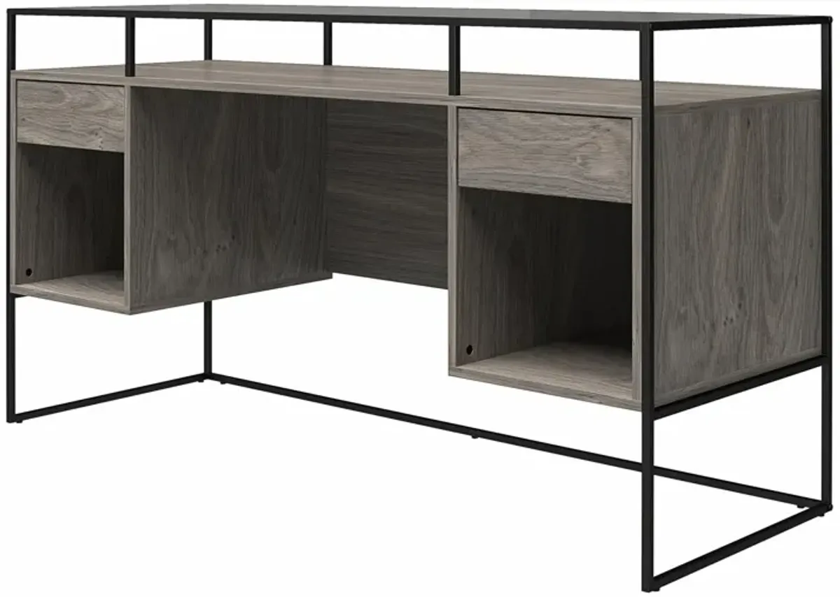 Camley Modern Desk with Fluted Glass Top