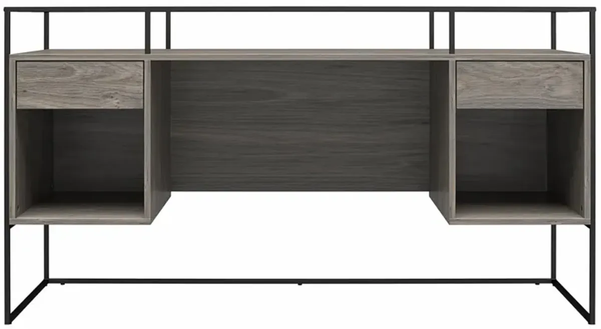 Camley Modern Desk with Fluted Glass Top