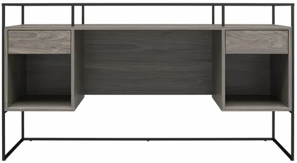 Camley Modern Desk with Fluted Glass Top