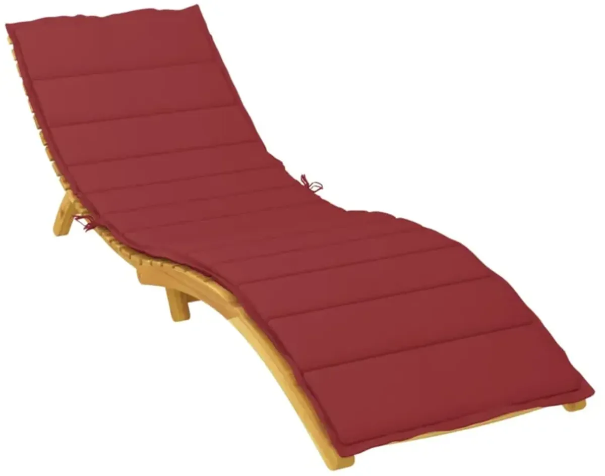 vidaXL Sun Lounger Cushion Wine Red 78.7"x27.6"x1.2" Fabric