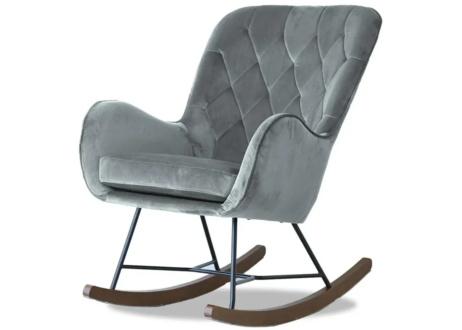 Ashcroft Furniture Co Hannah Mid Century Modern Rocking Chair in Dark Grey