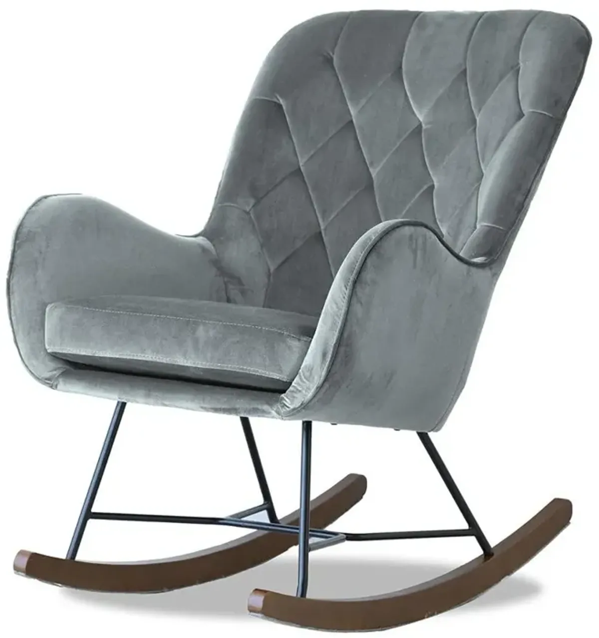 Ashcroft Furniture Co Hannah Mid Century Modern Rocking Chair in Dark Grey