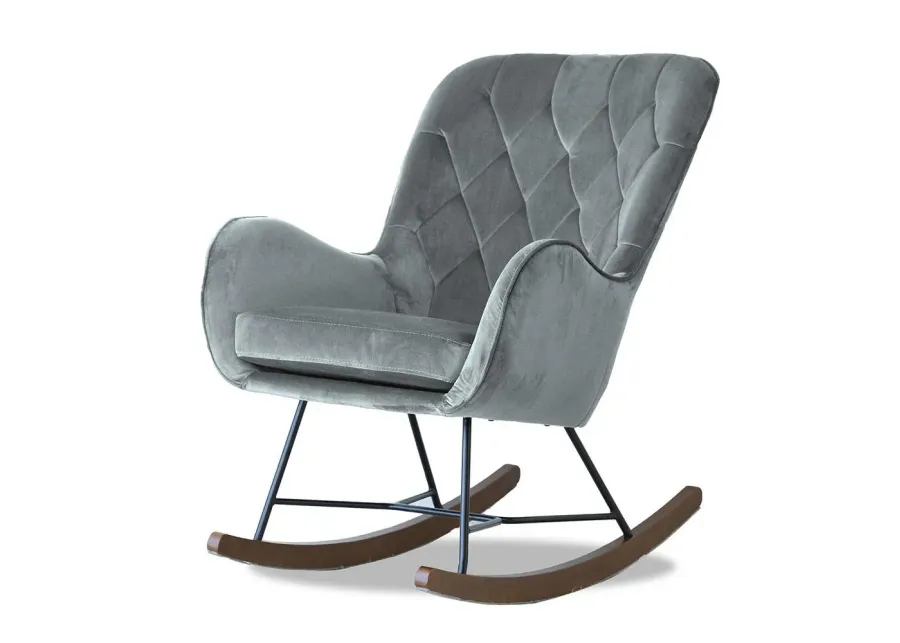 Ashcroft Furniture Co Hannah Mid Century Modern Rocking Chair in Dark Grey