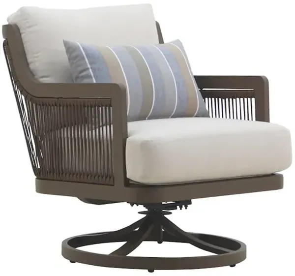 New Classic Furniture Genova Metal/Wicker Patio Swivel Chair in Gray (Set of 2)