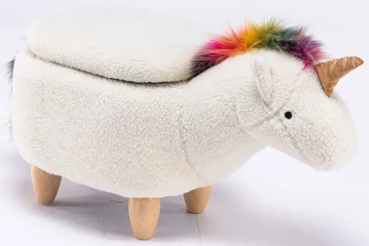 Multicolored Unicorn Storage Ottoman