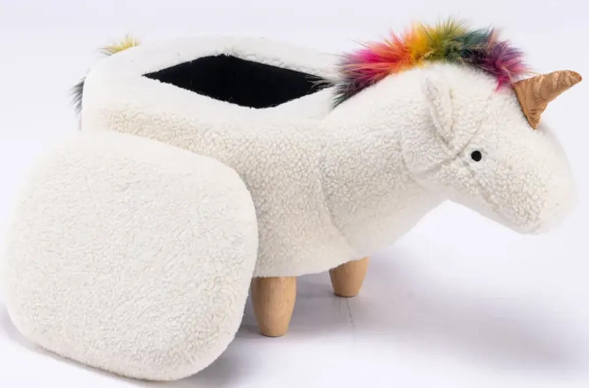 Multicolored Unicorn Storage Ottoman