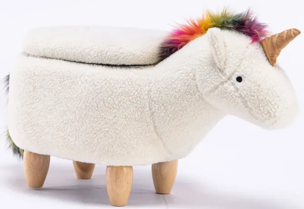 Multicolored Unicorn Storage Ottoman