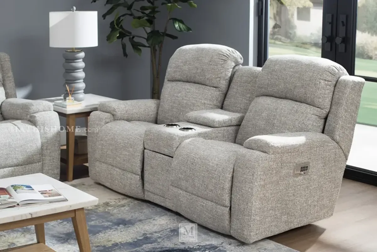 Dorian Power Reclining Loveseat with Headrest, Lumbar and Console