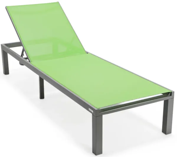 LeisureMod Marlin Patio Chaise Lounge Chair With Grey Aluminum Frame, Set of 2