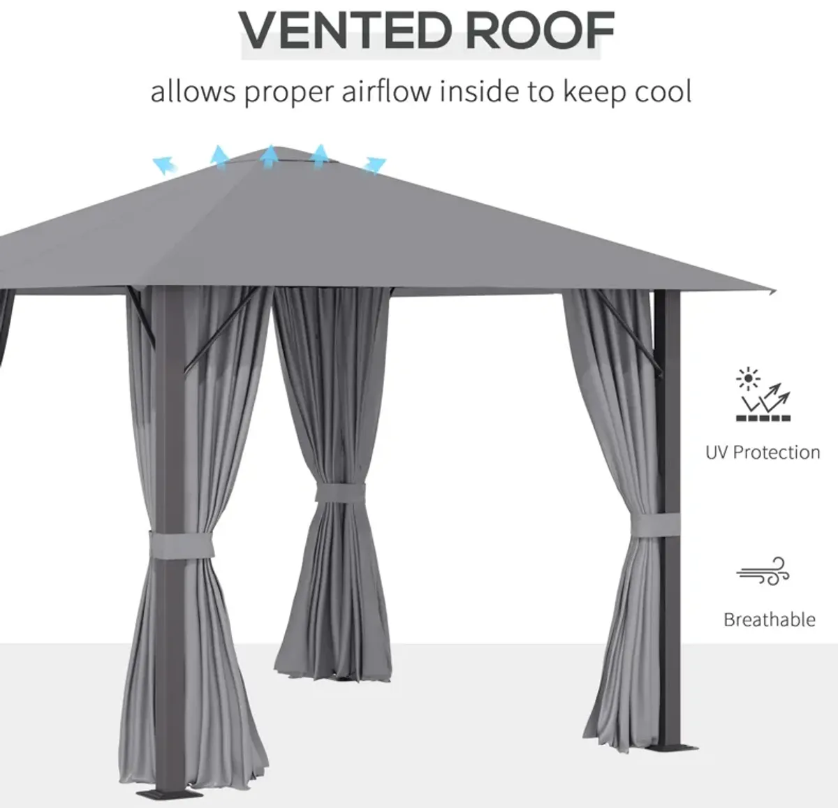 Stylish Outdoor Retreat: 10x10 Vented Aluminum Gazebo with Sides