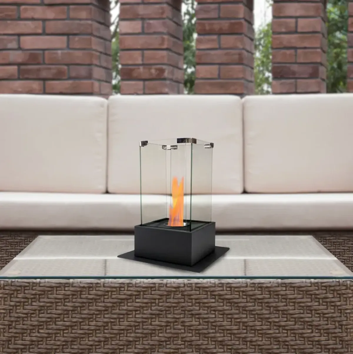 15" Bio Ethanol Ventless Portable Tabletop Fireplace with Flame Guard