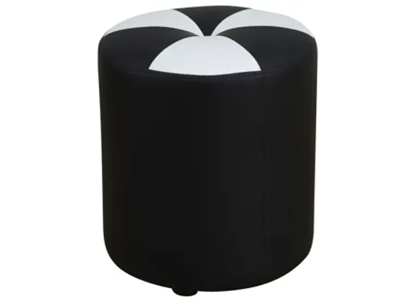 Black Faux Leather Round Ottoman