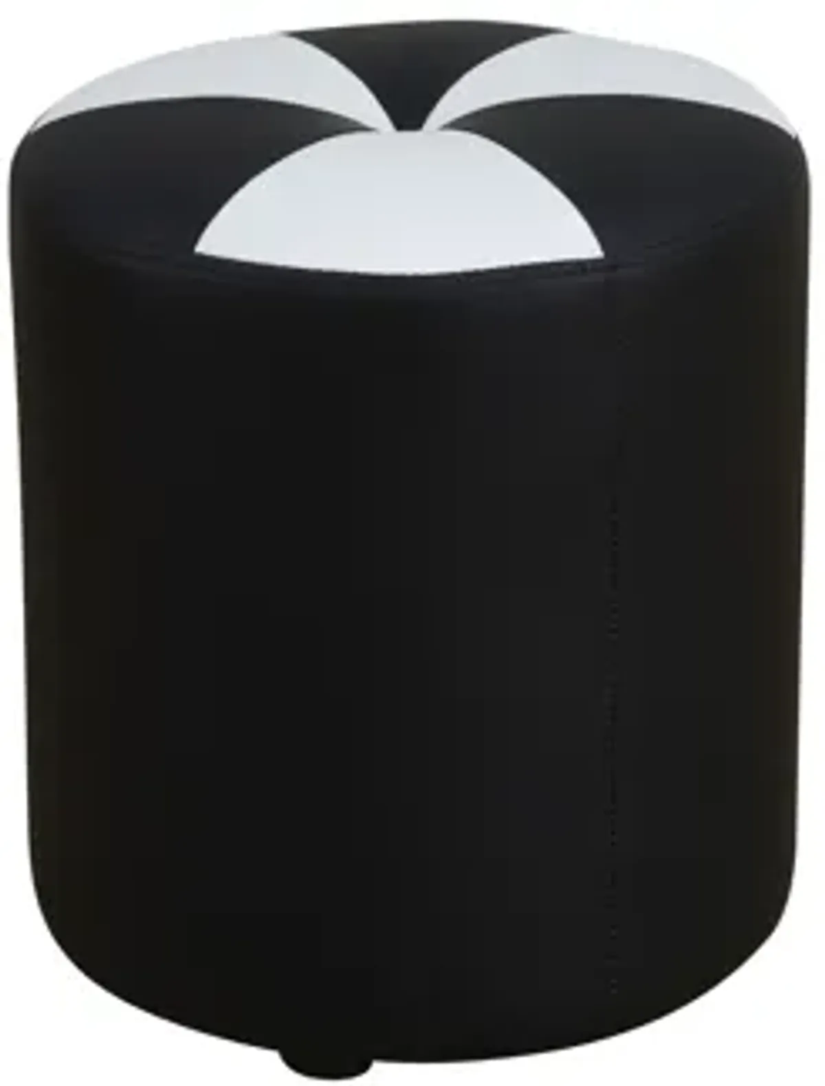 Black Faux Leather Round Ottoman