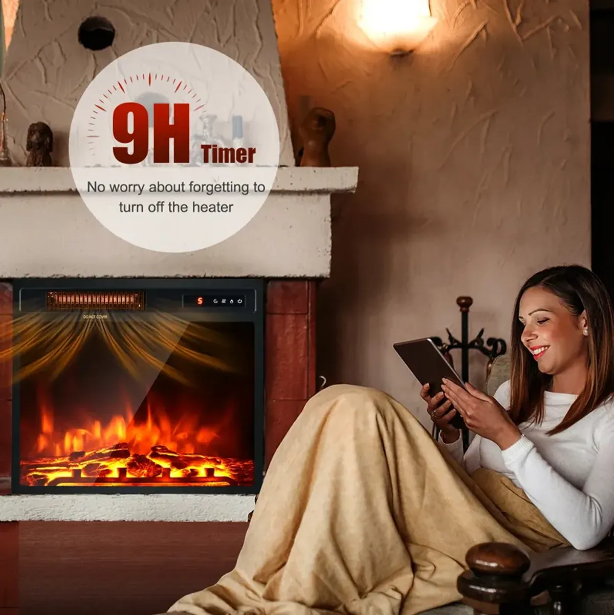 18 Inch 1500W Electric Fireplace Freestanding and Recessed Heater