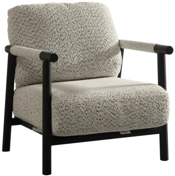 Cid Bali 28 Inch Accent Chair, Gray Polyester, Cushions, Black Metal, Wood