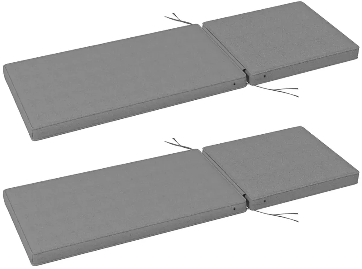 Outsunny 2 Patio Chaise Lounge Chair Cushions with Backrests, Replacement Patio Cushions with Ties for Outdoor Poolside Lounge Chair, Gray