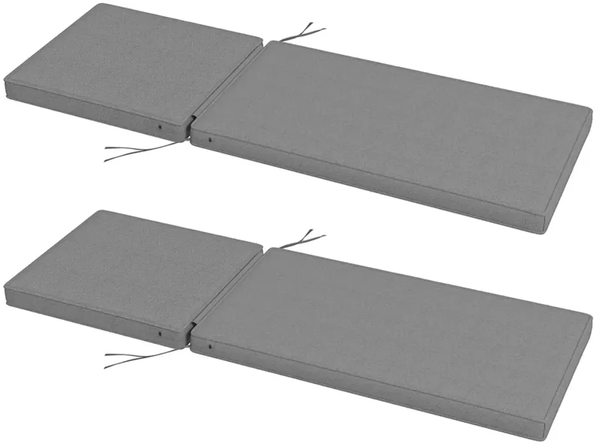 Outsunny 2 Patio Chaise Lounge Chair Cushions with Backrests, Replacement Patio Cushions with Ties for Outdoor Poolside Lounge Chair, Gray