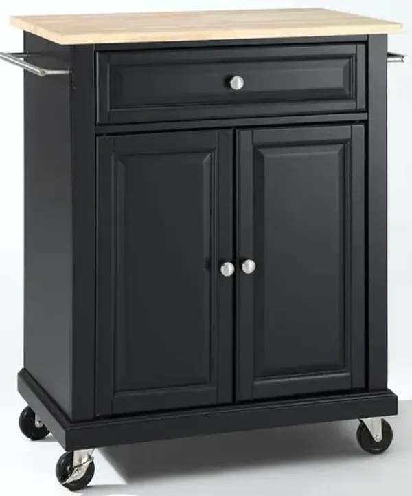 Compact Wood Top Kitchen Cart