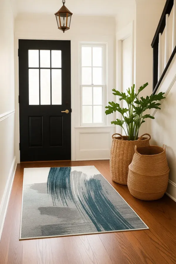 Nova Contemporary Scandinavian Blue White Indoor Area Rug