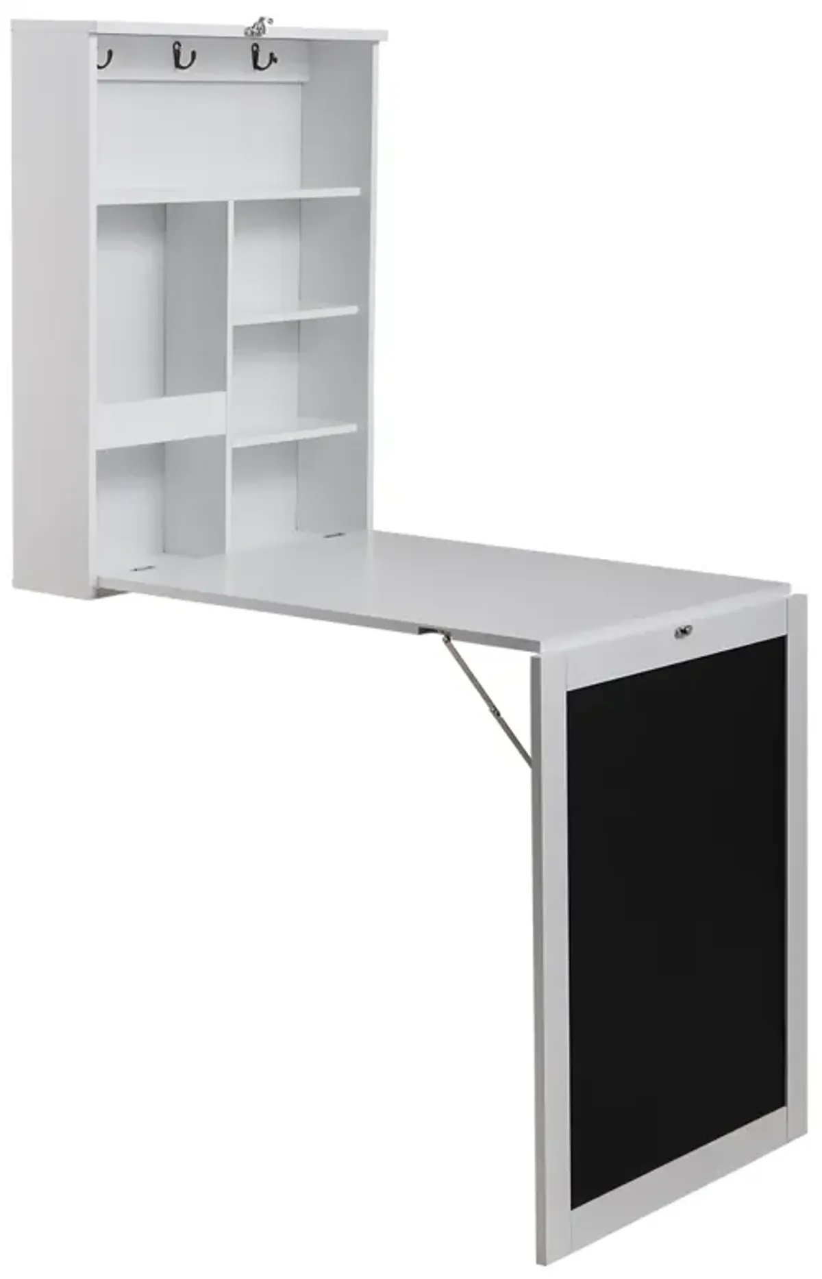 Versatile Foldable Wall-Mounted Desk with Blackboard and Ample Storage