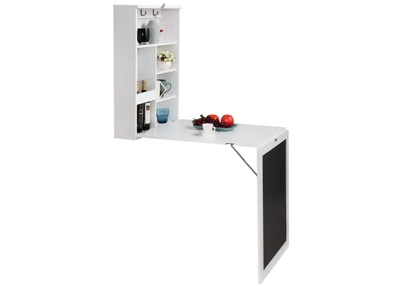 Versatile Foldable Wall-Mounted Desk with Blackboard and Ample Storage