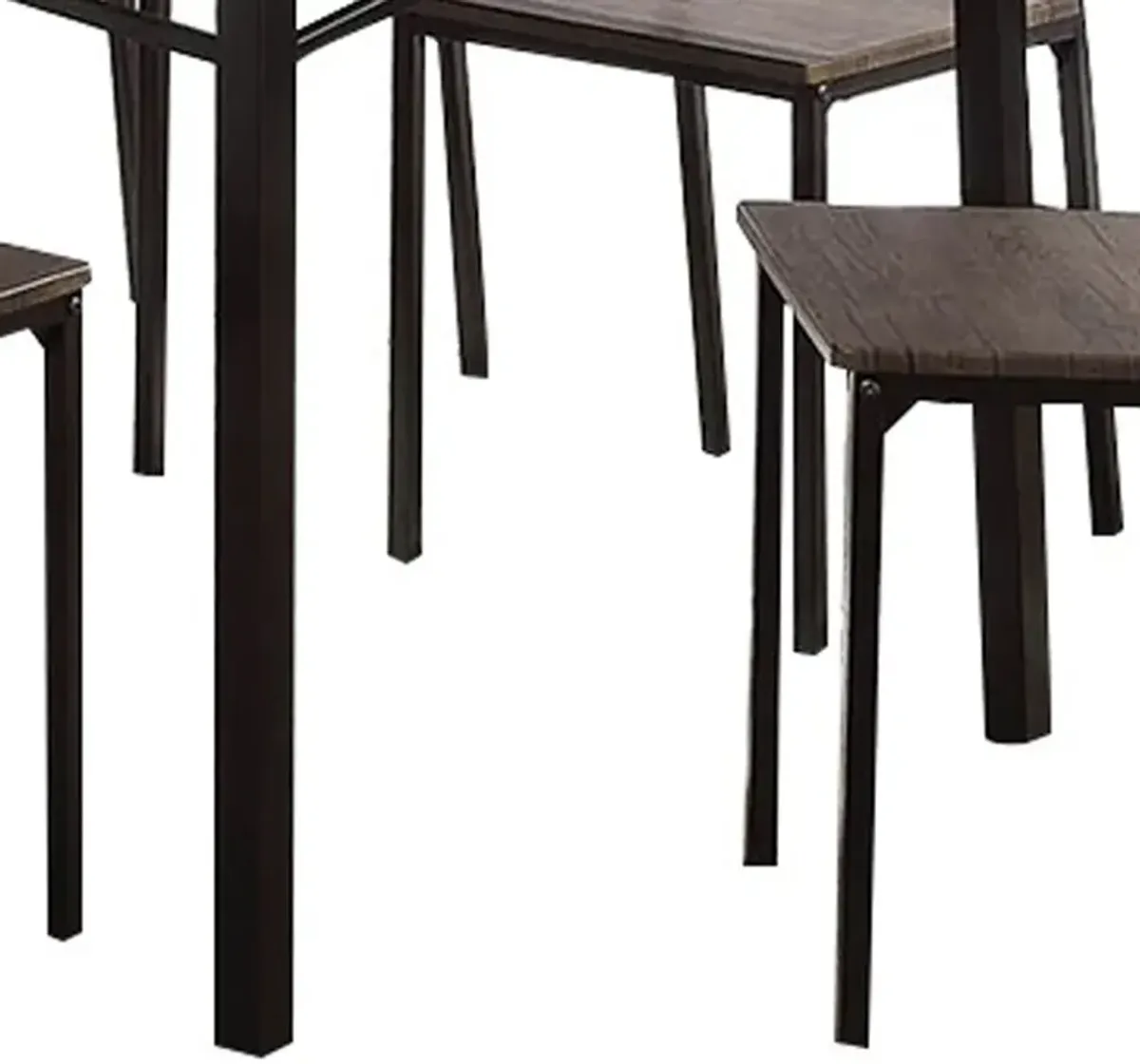 7 Piece Metal And Wood Dining Table Set In Antique Brown - Benzara