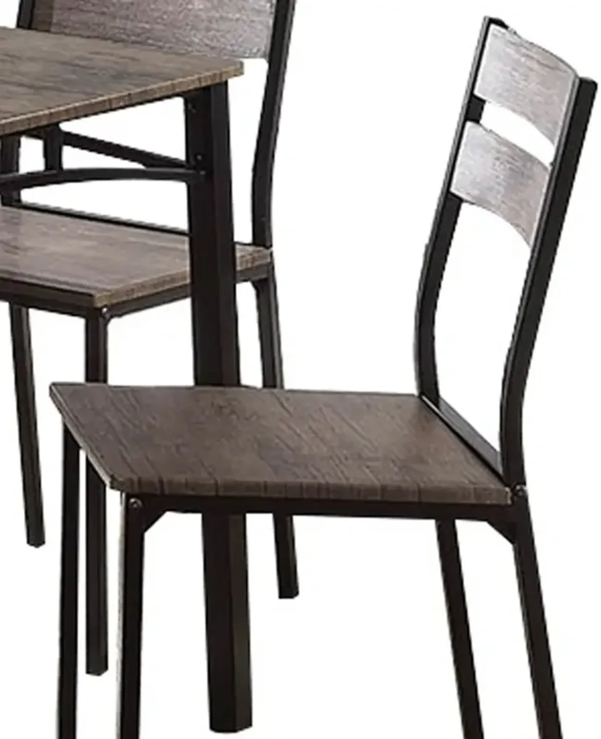 7 Piece Metal And Wood Dining Table Set In Antique Brown - Benzara