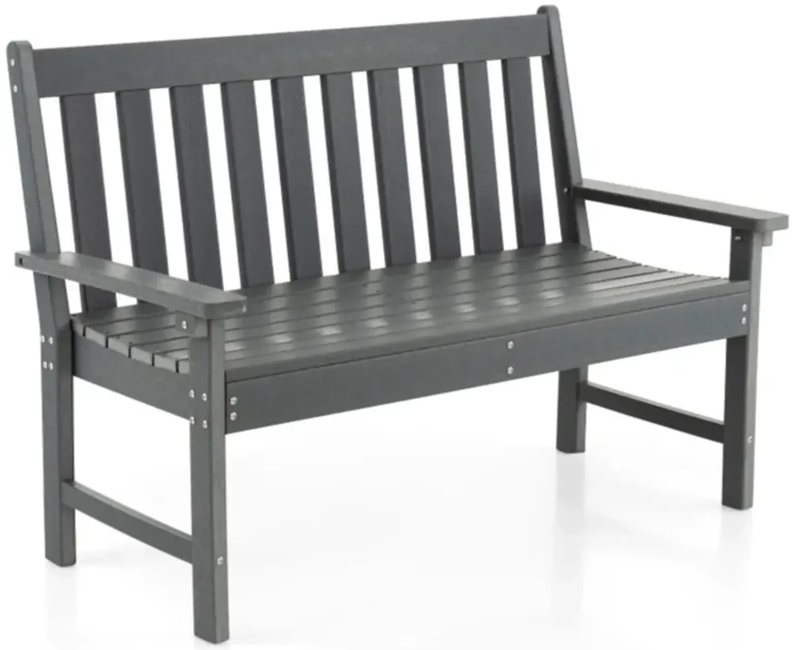 Hivvago 52 Inch All-Weather HDPE Outdoor Bench with Backrest and Armrests-Gray