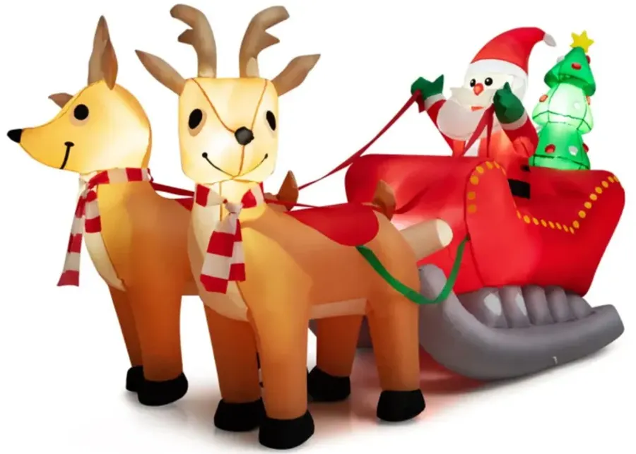 7.2 Feet Long Christmas Inflatable Santa Rides Sled with LED Lights