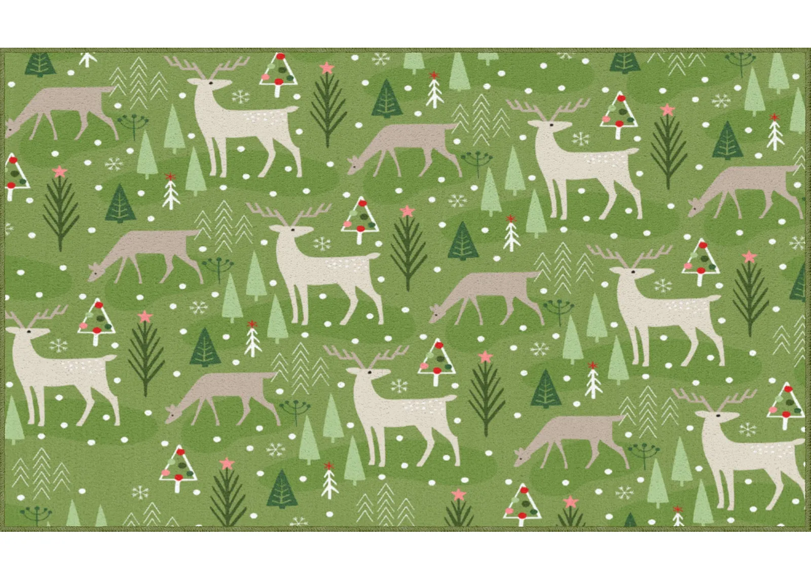 Reindeer Flurries Green 2' 6" x 4' 2" Kitchen Mat