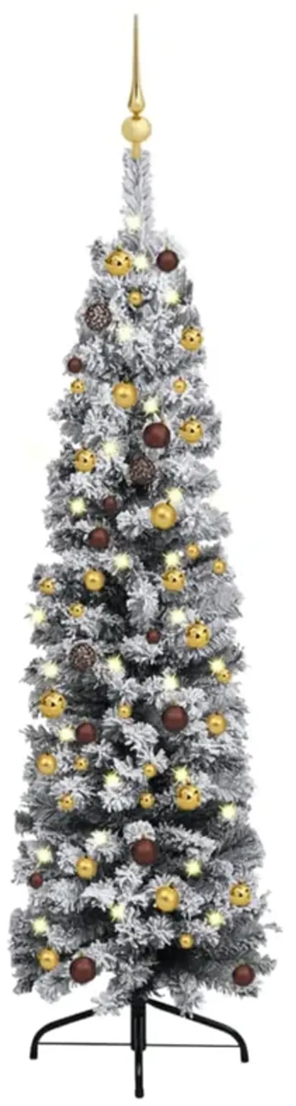 vidaXL Slim Artificial Christmas Tree with LEDs&Ball Set Green 59.1"