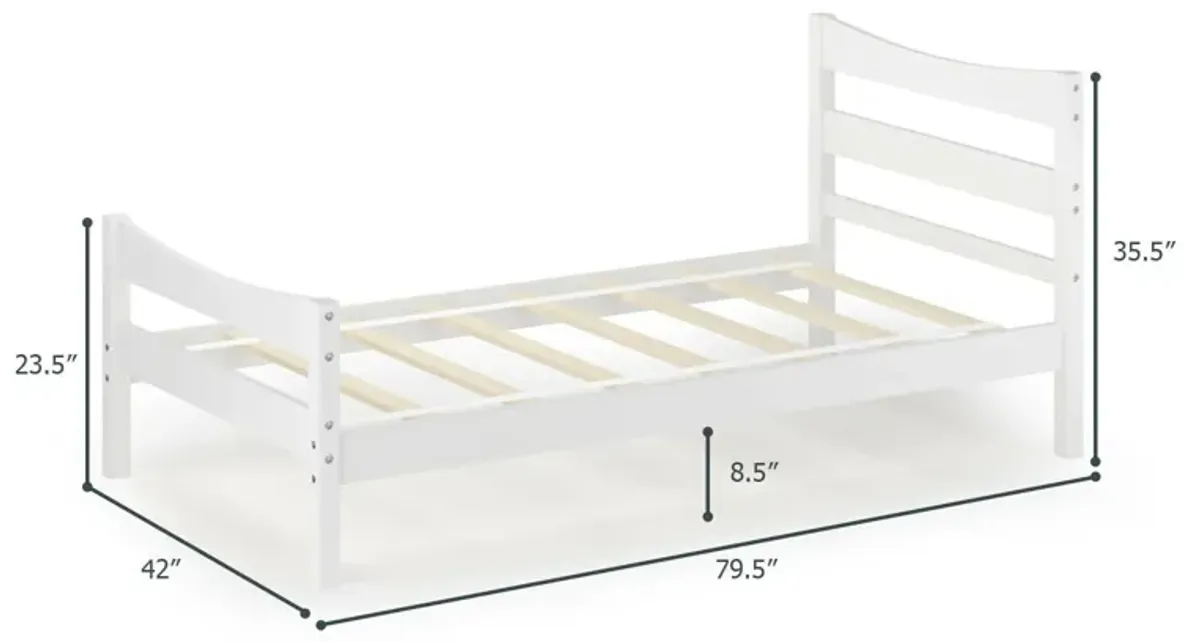 Twin Size Rustic Style Platform Bed Frame with Headboard and Footboard